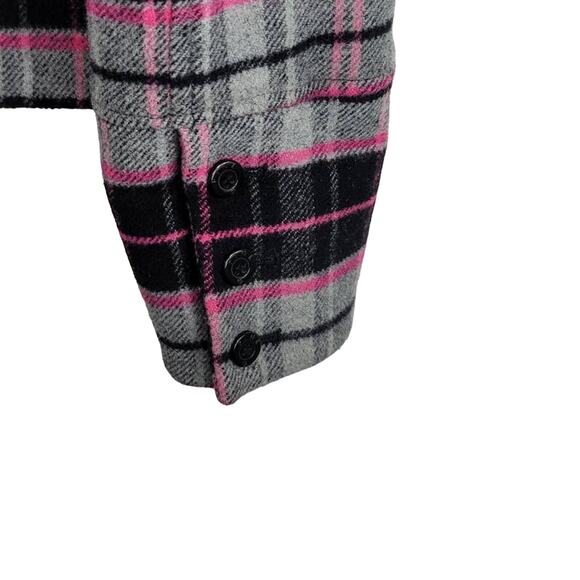 Victoria Secret Pink Plaid Pink/Black/Gray Hooded Jacket M - Picture 3 of 7